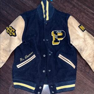 Ralph Lauren Blue and Tan Varsity Jacket